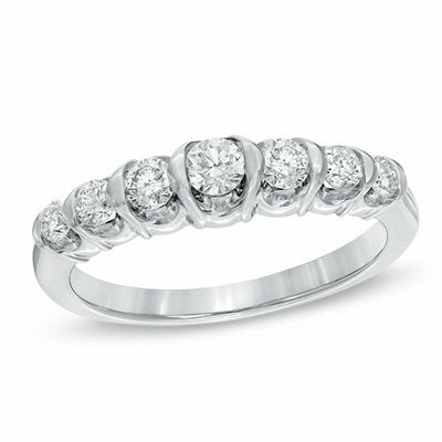 Sirena™ CT. T.W. Diamond Seven Stone Wedding Band in 14K White Gold