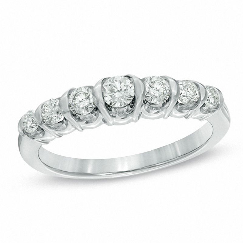 Sirena™ CT. T.W. Diamond Seven Stone Wedding Band in 14K White Gold|Peoples Jewellers