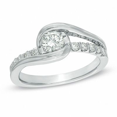 Sirena™ 0.58 CT. T.W. Diamond Bypass Engagement Ring in 14K White Gold