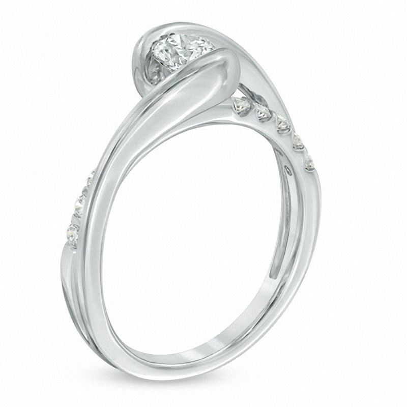 Sirena™ 0.58 CT. T.W. Diamond Bypass Engagement Ring in 14K White Gold|Peoples Jewellers