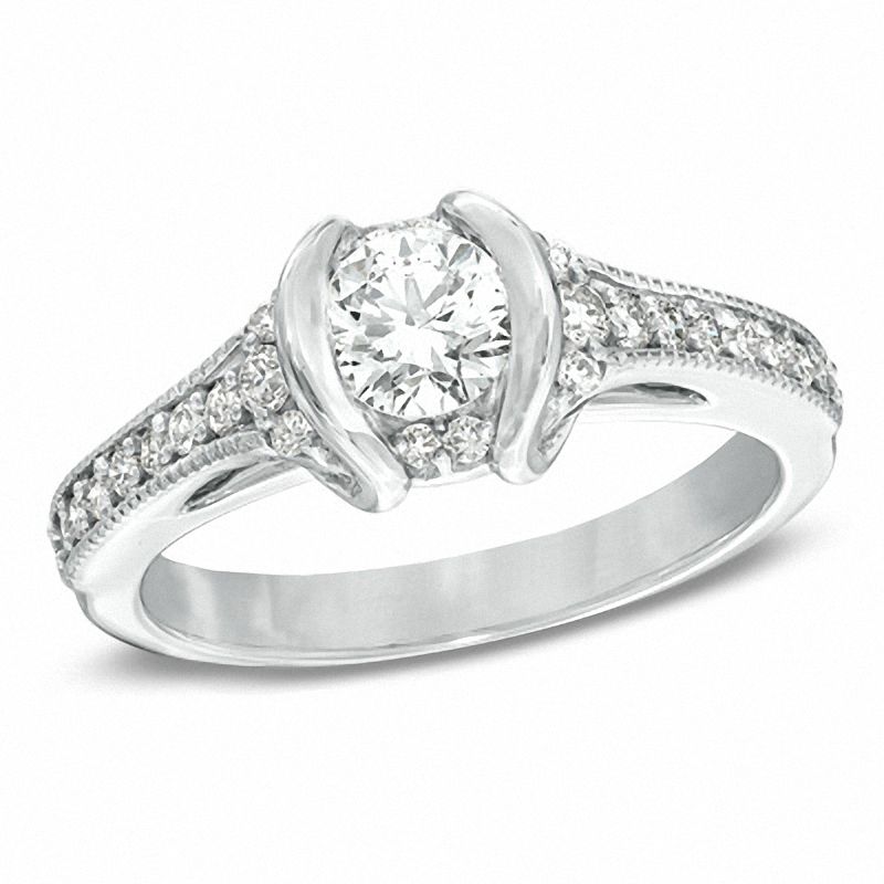 Sirena™ 0.83 CT. T.W. Diamond Vintage-Style Engagement Ring in 14K White Gold|Peoples Jewellers