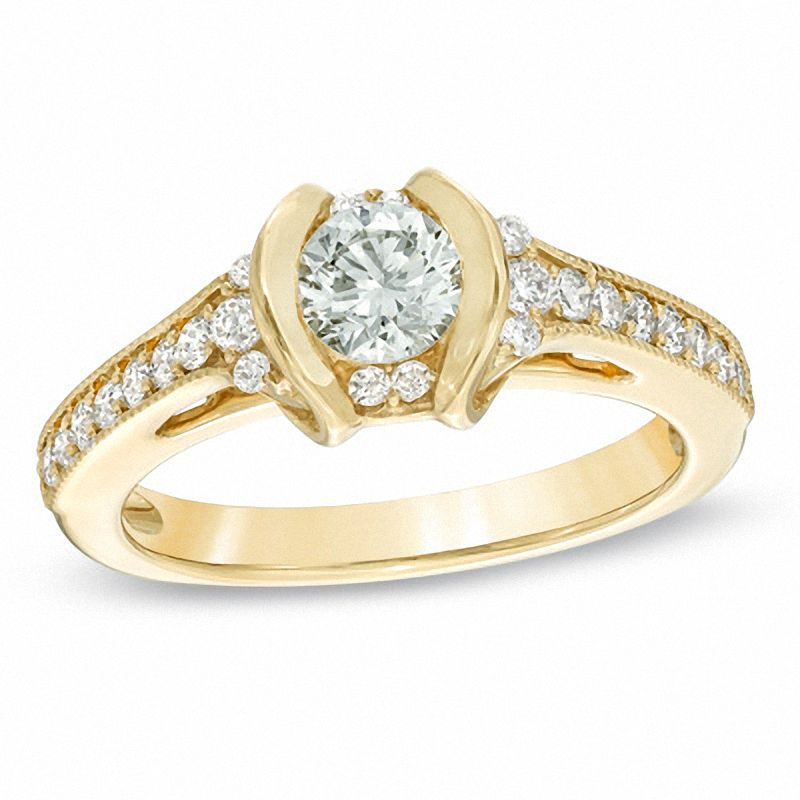 Sirena™ 0.83 CT. T.W. Diamond Split Shank Engagement Ring in 14K Gold|Peoples Jewellers