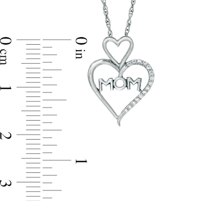 0.06 CT. T.W. Diamond "MOM" Heart Pendant in Sterling Silver