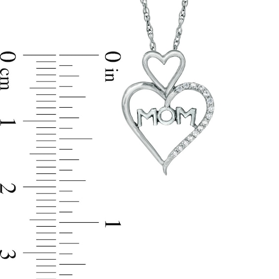 0.06 CT. T.W. Diamond "MOM" Heart Pendant in Sterling Silver