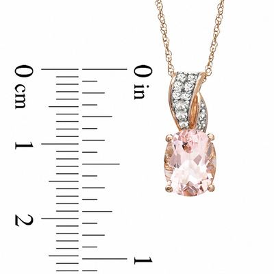 Oval Morganite and Lab-Created White Sapphire Ribbon Pendant in 10K Rose Gold