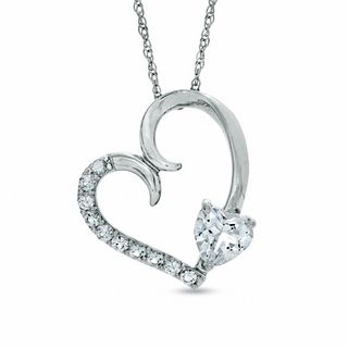 6.0mm Heart-Shaped Lab-Created White Sapphire Pendant in Sterling Silver