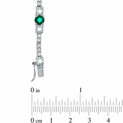 Lab-Created Emerald and White Topaz Bracelet in Sterling Silver - 7.25"