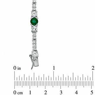 Lab-Created Emerald and White Topaz Bracelet in Sterling Silver - 7.25"