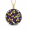 Thumbnail Image 0 of Multi-Gemstone Circle Pendant in Sterling Silver with 18K Gold Plate