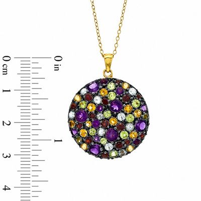 Multi-Gemstone Circle Pendant in Sterling Silver with 18K Gold Plate