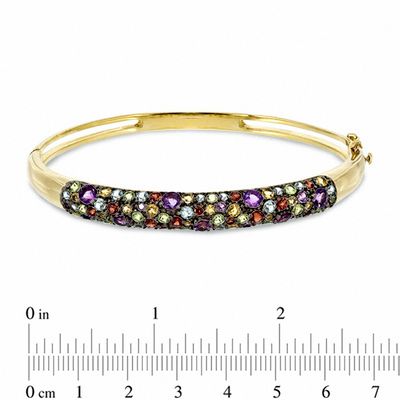 Multi-Gemstone Bangle in Sterling Silver with 18K Gold Plate - 7.25"