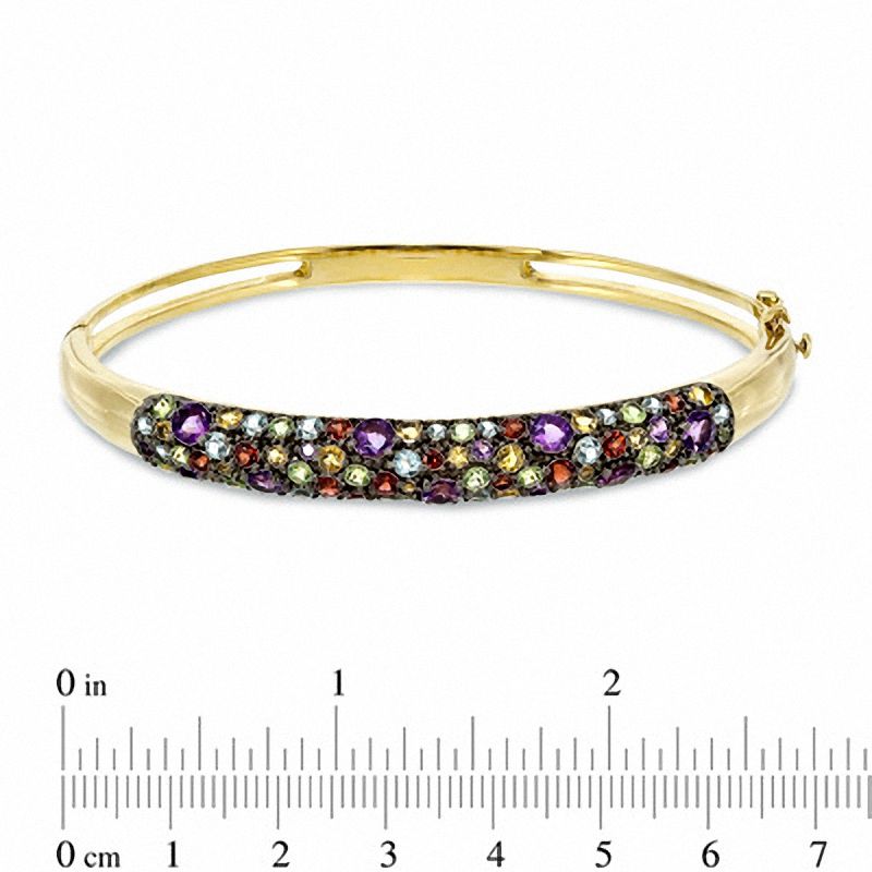 Multi-Gemstone Bangle in Sterling Silver with 18K Gold Plate - 7.25"