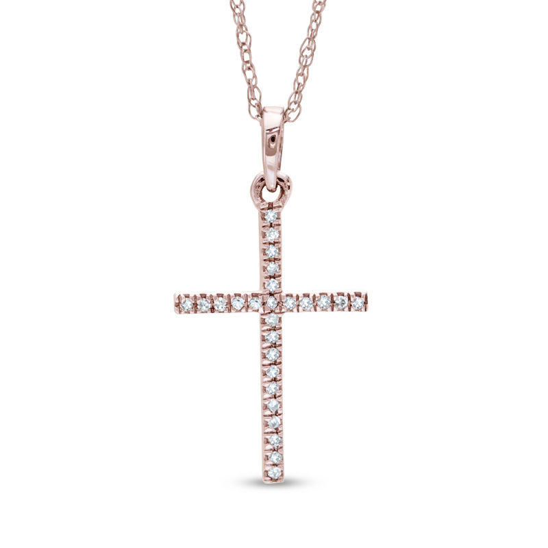 Rose gold diamond sales cross pendant