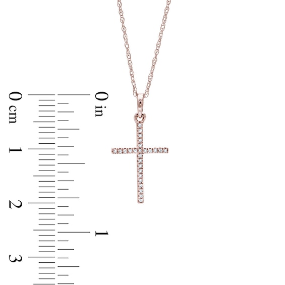 0.05 CT. T.W. Diamond Cross Pendant in 10K Rose Gold