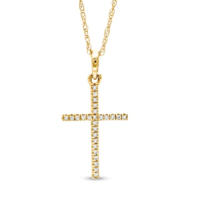 0.05 CT. T.W. Diamond Cross Pendant in 10K Gold