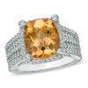 Thumbnail Image 0 of Cushion-Cut Citrine and Lab-Created White Sapphire Ring in Sterling Silver