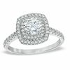 1.20 CT. T.W. Diamond Square Double Frame Engagement Ring in 14K White Gold