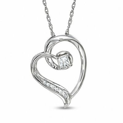 0.25 CT. T.W. Diamond Heart Pendant in 10K White Gold