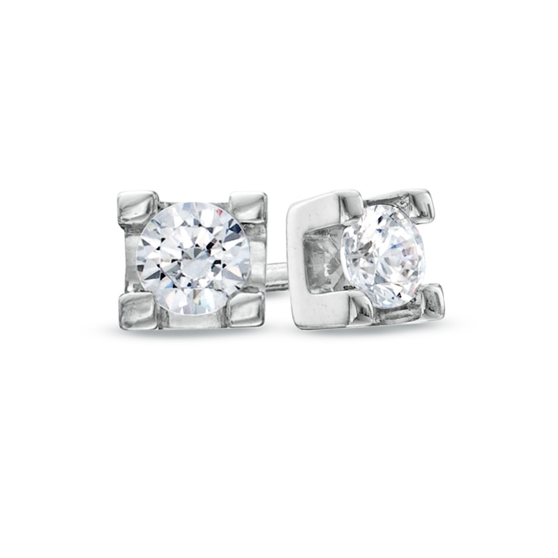 0.15 CT. T.W. Canadian Certified Diamond Solitaire Stud Earrings in 14K White Gold (I/I2)