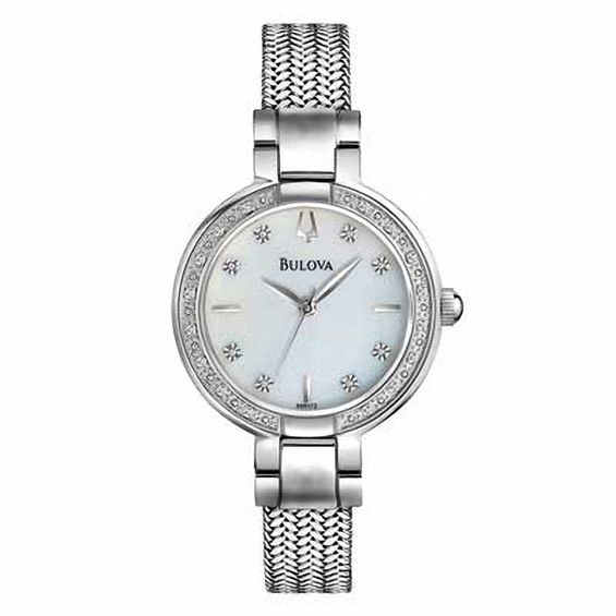 Ladies' Bulova Diamond Accent Watch with Mother-of-Pearl Dial (Model: 96R177)