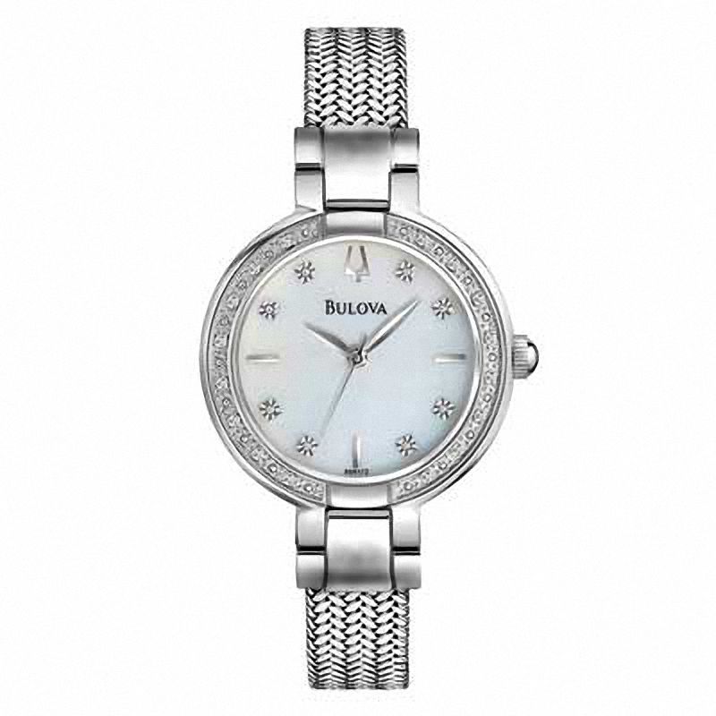 Ladies' Bulova Diamond Accent Watch with Mother-of-Pearl Dial (Model: 96R177)|Peoples Jewellers