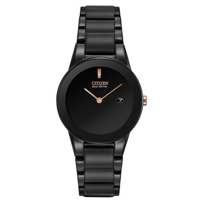 Ladies' Citizen Eco-Drive® Black IP Stainless Steel Watch with Black Dial (Model: GA1055-57F)