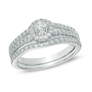 0.50 CT. T.W. Diamond Frame Bridal Set in 14K White Gold