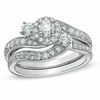 Thumbnail Image 0 of 1.00 CT. T.W. Diamond Three Stone Bypass Bridal Set in 10K White Gold