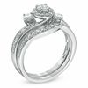 Thumbnail Image 1 of 1.00 CT. T.W. Diamond Three Stone Bypass Bridal Set in 10K White Gold