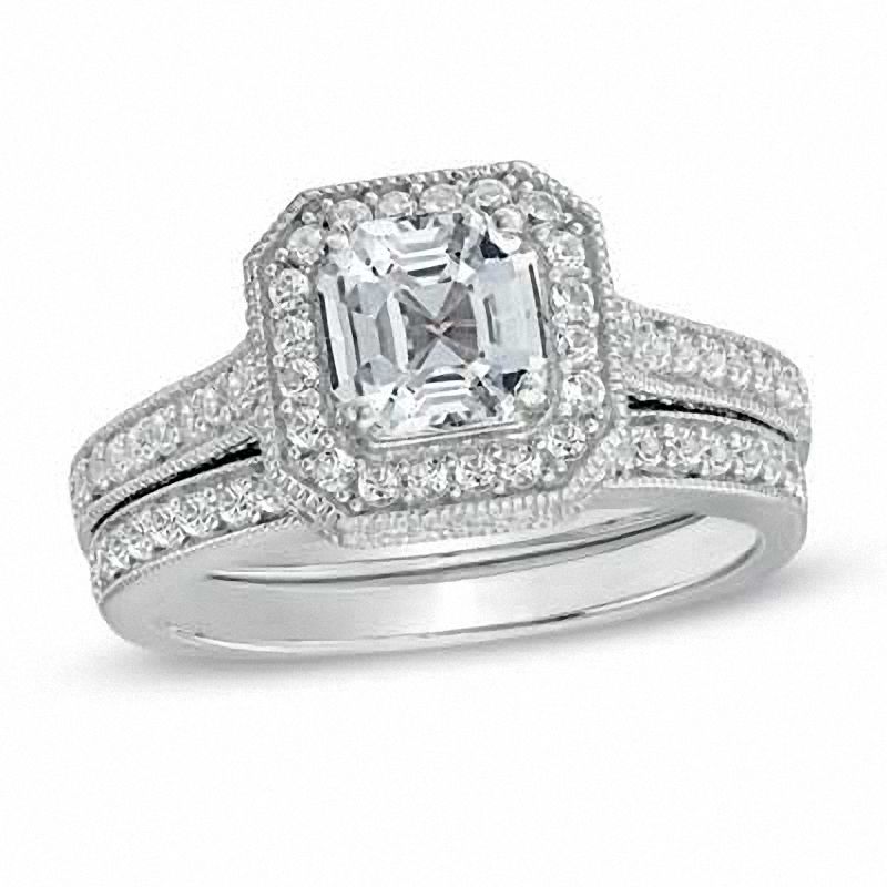 6.0mm Princess-Cut Lab-Created White Sapphire Fashion Ring in Sterling Silver|Peoples Jewellers