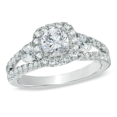 Canadian Ideal 1.58 CT. T.W. Certified Diamond Engagement Ring in 14K White Gold (I/I1)