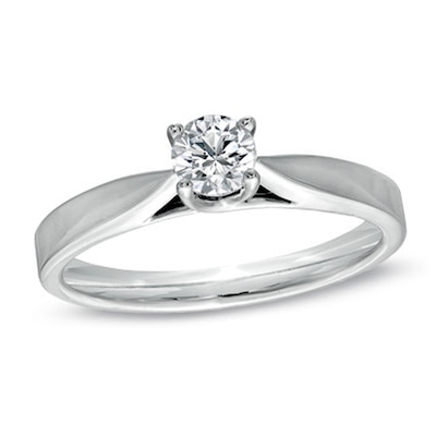 Canadian Ideal CT. Certified Diamond Engagement Ring in 14K White Gold (I/I1