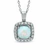 Thumbnail Image 0 of 7.0mm Cushion-Cut Lab-Created Opal and White Sapphire Pendant in Sterling Silver