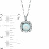Thumbnail Image 1 of 7.0mm Cushion-Cut Lab-Created Opal and White Sapphire Pendant in Sterling Silver