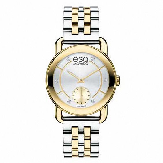 Ladies' ESQ Movado Classica Diamond Accent Two-Tone Watch with Silver-Tone Dial (Model: 07101411)