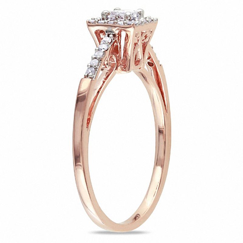 0.19 CT. T.W. Quad Princess-Cut Diamond Square Frame Engagement Ring in 10K Rose Gold|Peoples Jewellers