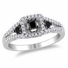 0.50 CT. T.W. Enhanced Black and White Diamond Three Stone Ring in Sterling Silver