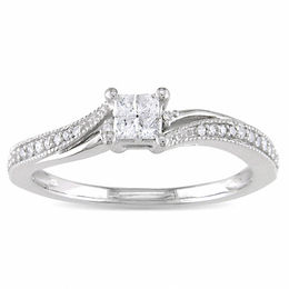 0.21 CT. T.W. Quad Princess-Cut Diamond Promise Ring in 10K White Gold