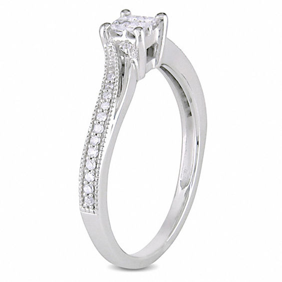 0.21 CT. T.W. Quad Princess-Cut Diamond Promise Ring in 10K White Gold