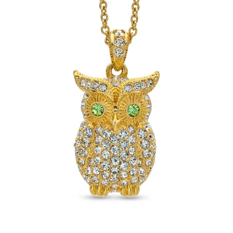 AVA Nadri Crystal Owl Pendant in Brass with 18K Gold Plate - 16"|Peoples Jewellers