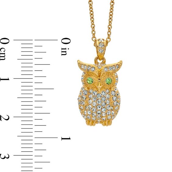 AVA Nadri Crystal Owl Pendant in Brass with 18K Gold Plate - 16"