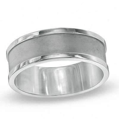 Men's 8.0mm Satin Stepped Edge Comfort Fit Titanium Band - Size 10