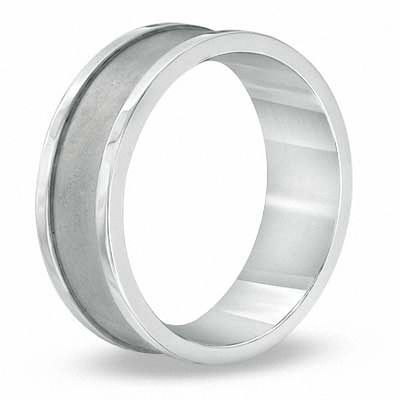 Men's 8.0mm Satin Stepped Edge Comfort Fit Titanium Band - Size 10