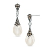 Thumbnail Image 0 of 6.5-7.0mm Freshwater Cultured Pearl, Smoky Quartz and Lab-Created White Sapphire Drop Earrings in Sterling Silver