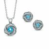 Thumbnail Image 0 of Swiss Blue Topaz and Lab-Created White Sapphire Pendant and Earrings Set in Sterling Silver