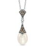 Thumbnail Image 0 of 7.5-8.0mm Freshwater Cultured Pearl, Smoky Quartz and Lab-Created White Sapphire Pendant in Sterling Silver