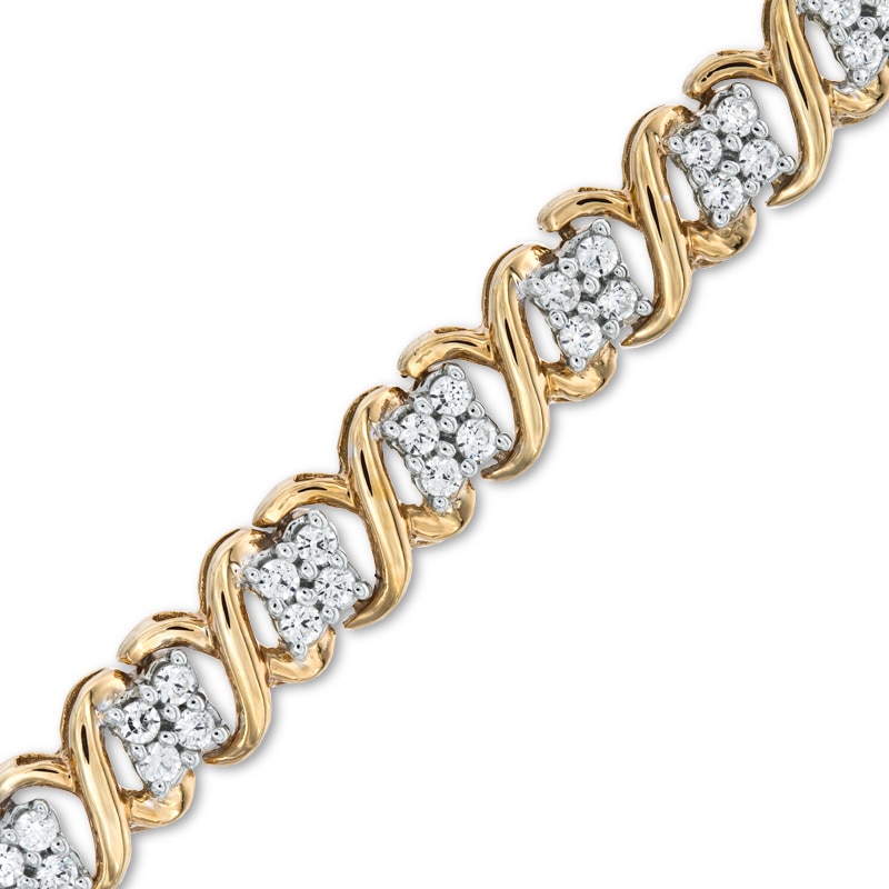 1.00 CT. T.W. Quad Diamond "X" Bracelet in 10K Gold|Peoples Jewellers