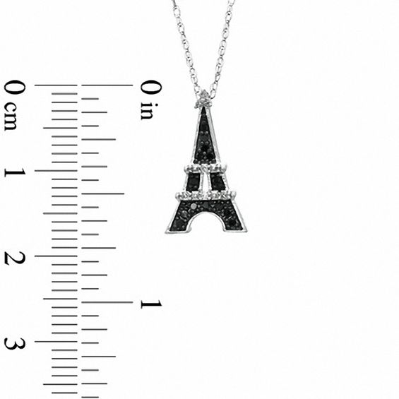 0.09 CT. T.W. Enhanced Black and White Diamond Eiffel Tower Pendant in Sterling Silver