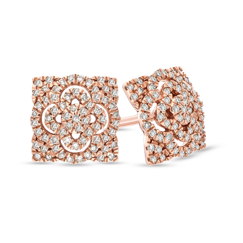 0.40 CT. T.W. Diamond Lace Stud Earrings in 10K Rose Gold|Peoples Jewellers