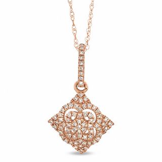 0.20 CT. T.W. Diamond Kite Drop Pendant in 10K Rose Gold